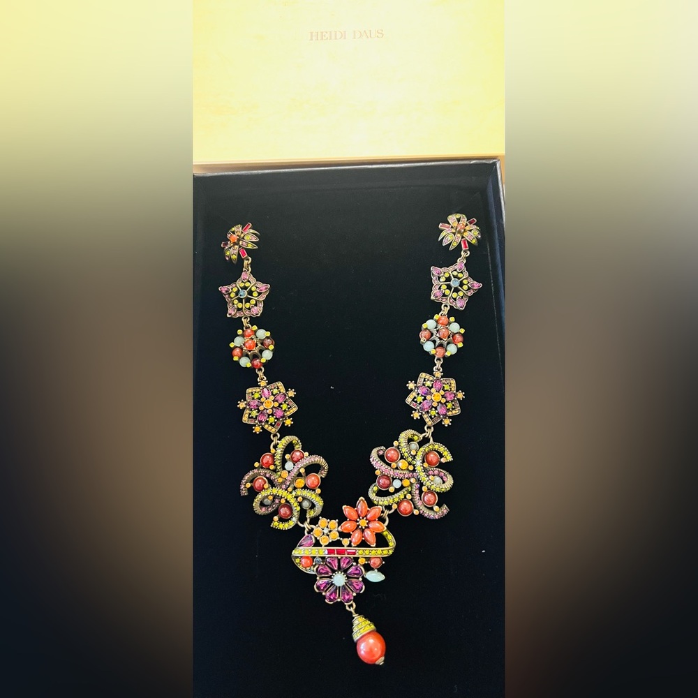 Heidi Daus carnelian& genuine stones very vintage necklace in original box - Picture 6 of 17